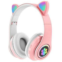 OEM Cat Ear Bluetooth slúchadlá s mikrofónom pre deti, ružové