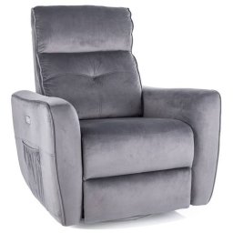 Masážne, kreslo, elektrické, sivá látka, Signal, HELIOS M VELVET