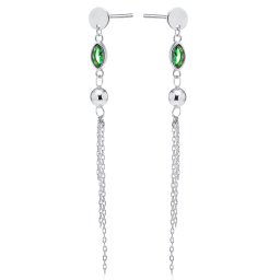 Olivie Dlhé strieborné náušnice GREEN 9208