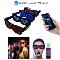 LED svietiace okuliare Smart ovládateľné cez app smartphone (text + animácie)
