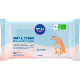Nivea Vlhčené čistiace a ošetrujúce utierky Soft & Cream, 57 ks