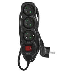EMOS Predlzovaci kabel 16A (3zás. + vypínač) 3M ČIERNY PC1313R