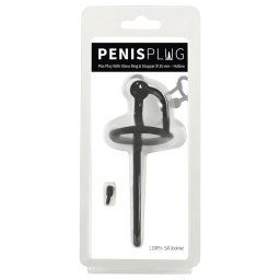 Penisplug - siliknov dilattor s krkom (0,6mm) - ierny