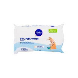 Nivea Vlhčené čistiace a ošetrujúce utierky Pure Water, 57 ks