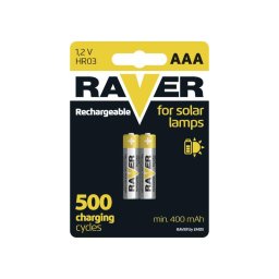 Batéria AAA (R03) nabíjacia 1,2V/400mAh RAVER solar 2ks