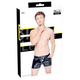 Black Level - pnske lakovan ortky s bonmi vreckami (ierne) - XL