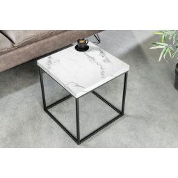 LuxD Dizajnový odkladací stolík Haines 45 cm vzor biely mramor