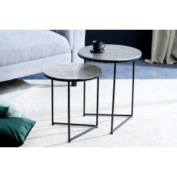 LuxD Sada odkladacích stolíkov Khalil 40 cm antik strieborná