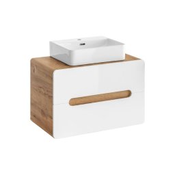 Skrinka do kúpeľne, 80cm, dub craft zlatý, biely lesk, ARUBA WHITE 829