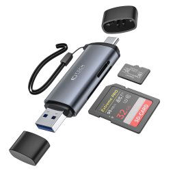 Tech-Protect UltraBoost čítačka SD a Micro kariet, USB-A, USB-C sivá