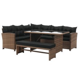 Kondela Záhradný ratanový set, svetlohnedý ratan, čierna látka, MADUL