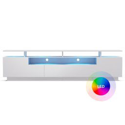 Blumfeldt blumfeldt Perth Lowboard , TV skrinka, LED, 3 police, biela, 195 x 33 x 50 cm