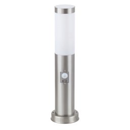 Rabalux Chrómový záhradný stĺpik s pohybovým čidlom Inox Torch pre žiarovku E27 45cm 8267