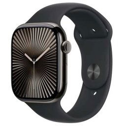 Apple Watch Series 10 GPS + Cellular 42mm Natural Titanium Case with Stone Grey Sport Band - ML MWXE3QCA