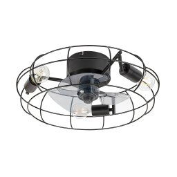 Rabalux Čierne stropné svietidlo s ventilátorom Cadmus 480mm pre žiarovku 3x E27 71043
