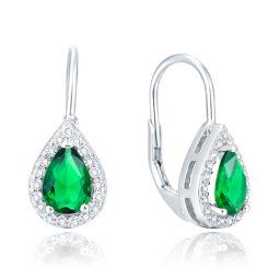 Olivie Strieborné náušnice KVAPKA GREEN 4853