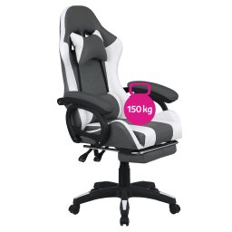 Kondela Kancelárske/herné kreslo s RGB LED podsvietením, čierna/biela, JOVELA