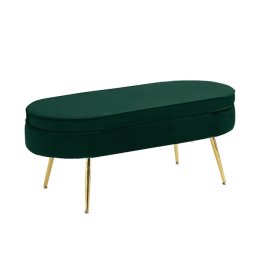Kondela Luxusný taburet, smaragdová Velvet látka/chróm zlatý, Art-deco, NOBLIN TYP 2