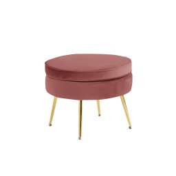 Kondela Luxusný taburet, ružová Velvet látka/chróm zlatý, Art-deco, NOBLIN TYP 1