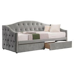 Kondela Posteľ s úložným priestorom, 90x200, sivá Velvet látka, ZASKA
