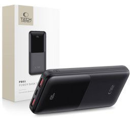 Tech-Protect PB01 Power Bank 10000mAh 2x USB / USB-C 22.5W, čierny