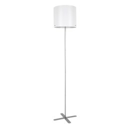 Rabalux Strieborná stojacia lampa Izander s bielym tienidlom pre žiarovku E27 74012