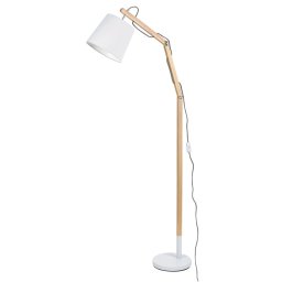 Rabalux Drevená stojacia lampa Thomas s bielym tienidlom pre žiarovku E27 4192
