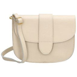 Béžová prešívaná kožená crossbody kabelka „Fame“