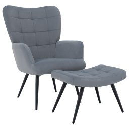 Kondela Kreslo s podnožou, sivá Velvet látka/čierna, HABEN