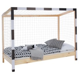 Kondela Montessori posteľ, 90x200, prírodná, biela, čierna, FUTAL