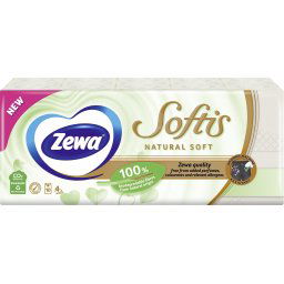 Zewa Natural Soft papierové hygienické vreckovky 10 x 9 ks