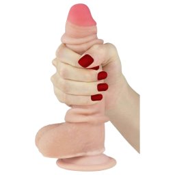 Lovetoy - dvojvrstvov dildo - realistick prevedenie - 18 cm - telov farba