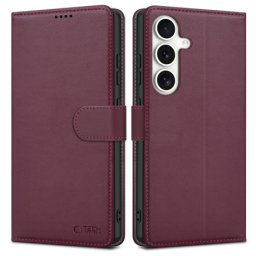Tech-Protect Wallet knižkové puzdro na Samsung Galaxy S25, bordové