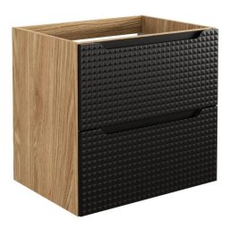 Skrinka pod umývadlo, 60cm, dub olejovaný, čierna, LUXOR BLACK 82-60-2S