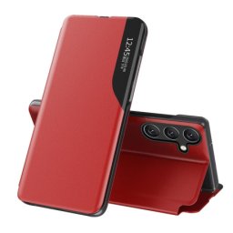 MG Eco Leather View knižkové puzdro na Samsung Galaxy S24 FE, červené