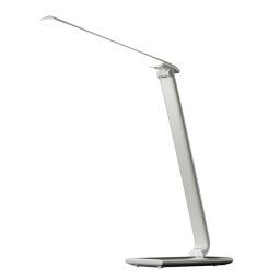 Solight Biela lesklá LED stolná lampa s USB 12W stmievateľná WO37-W