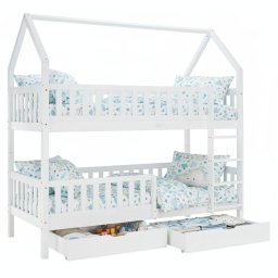Kondela Montessori poschodová posteľ, 90x200, biela, VENITA TYP 2