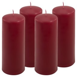 Sada stĺpových sviečok, 20 cm, Ø 7,5 cm, vínová, 4 ks