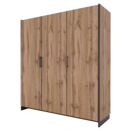 Kondela Skriňa, trojdverová, dub wotan/čierna, AMONI 3D