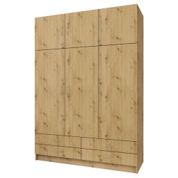 Kondela Šatníková skriňa, trojdverová, dub artisan, GERI NEW
