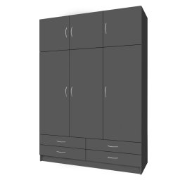 Kondela Šatníková skriňa, trojdverová, grafit, GERI NEW