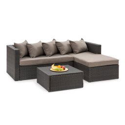 Blumfeldt Theia Lounge Set, záhradná sedacia súprava, rohový gauč, stolček, 5 vankúšov, čierna
