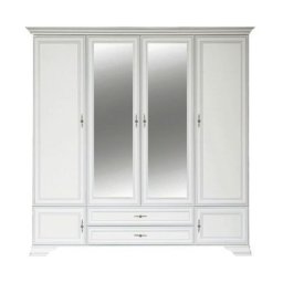 Kondela Skriňa, 227cm, kombinovaná, alpská biela, zrkadlo, KENTAK SZF6D2S