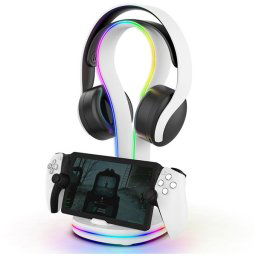 iPega P5P23 Charger Dock s RGB pre Playstation Portal Remote Player s držiakom na slúchadlá, White PG-P5P23