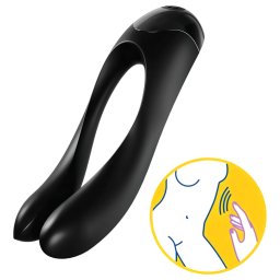 Satisfyer Candy Cane - dvojit vibrtor - nabjaten, vodotesn - ierny