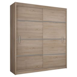 Kondela Skriňa, 203cm, kombinovaná, dub sonoma, sivá, MERINA 203