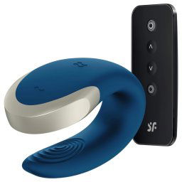 Satisfyer Double Love - inteligentn vibrtor pre pry (modr)
