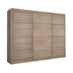 Kondela Skriňa, 250cm, kombinovaná, dub sonoma, sivá, MERINA 250