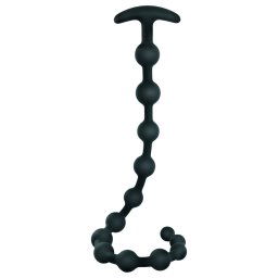 Black Velvet - anlny dildo s perlami (ierny)