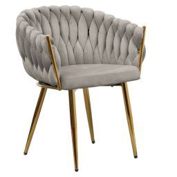 Kondela Jedálenské kreslo, sivohnedá Taupe Velvet látka/gold chróm zlatý, DEILA